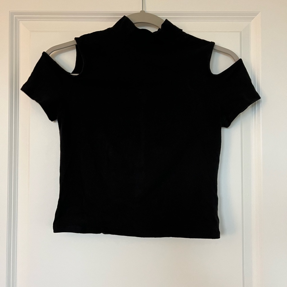 Black turtle neck crop top